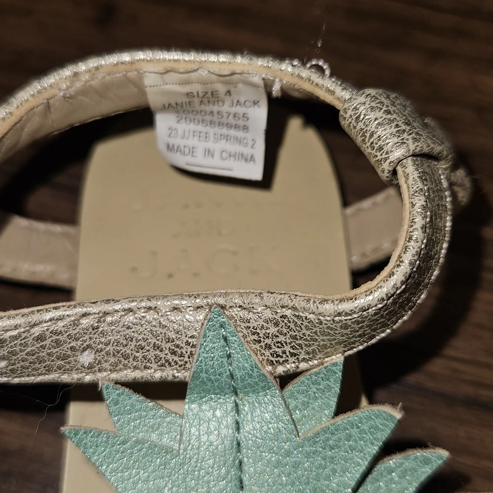 Janie and Jack Pineapple Sandals - Cream and Mint Infant Size 4